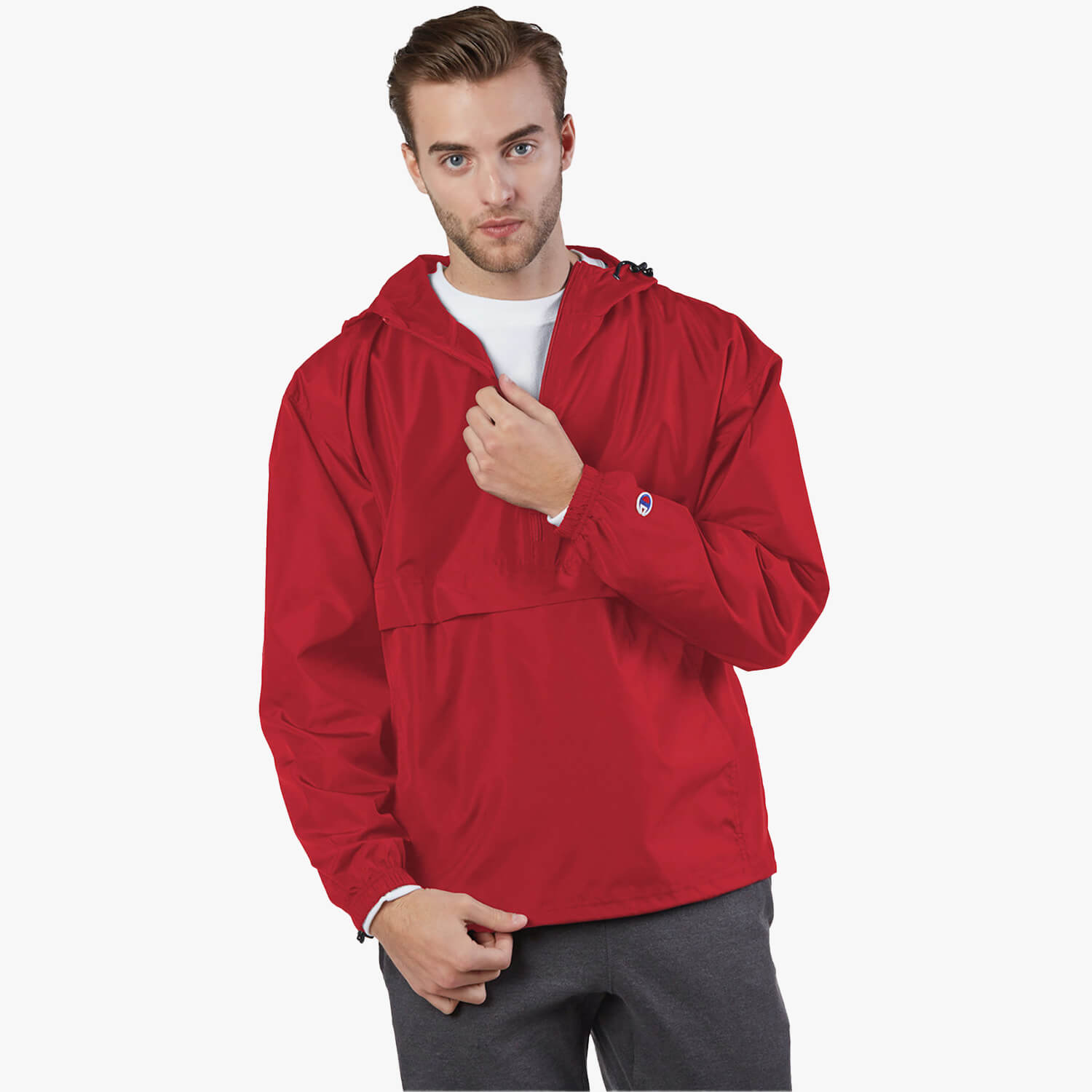 Geometric Printed Packable Hooded Anorak main image 1